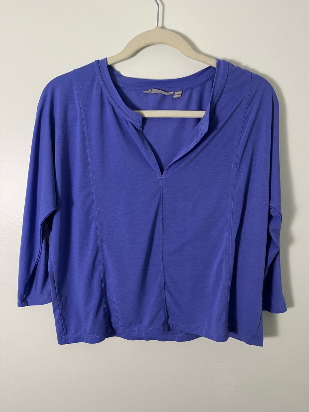 Athleta Split-Neck Long Sleeve Top in Royal Blue